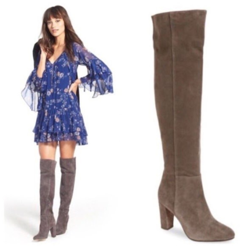 Halogen Noble Over The Knee Boots, Grey Suede